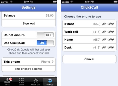 Google Voice for iPad and iPod touch