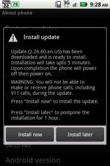 Motorola Droid Pro update
