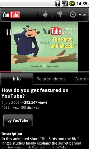 YouTube 2.1 for Android