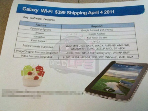 WiFi-only Samsung Galaxy Tab