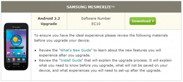 android-froyo-update-available for-samsung mesmerize