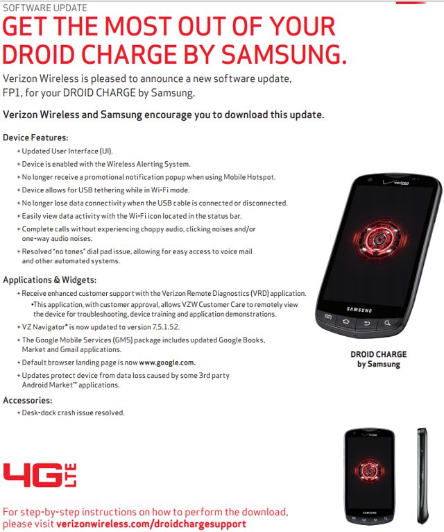 Verizon Droid Charge Software Update