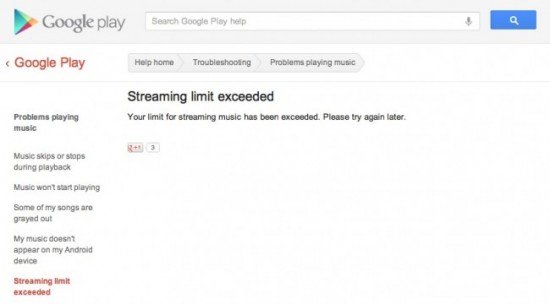 Google Play Stream Limit